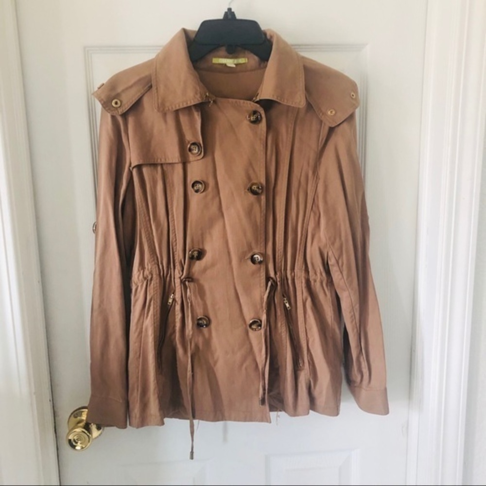 GIANNI BINI tan khaki lightweight hoodie pea coat size XS